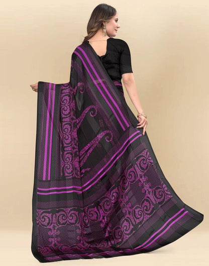 Purple Printed Chiffon Saree