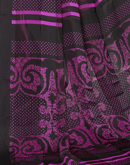 Purple Printed Chiffon Saree