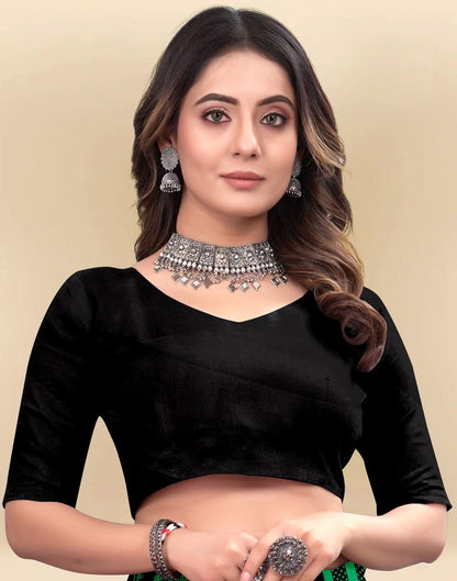 Green Printed Chiffon Saree