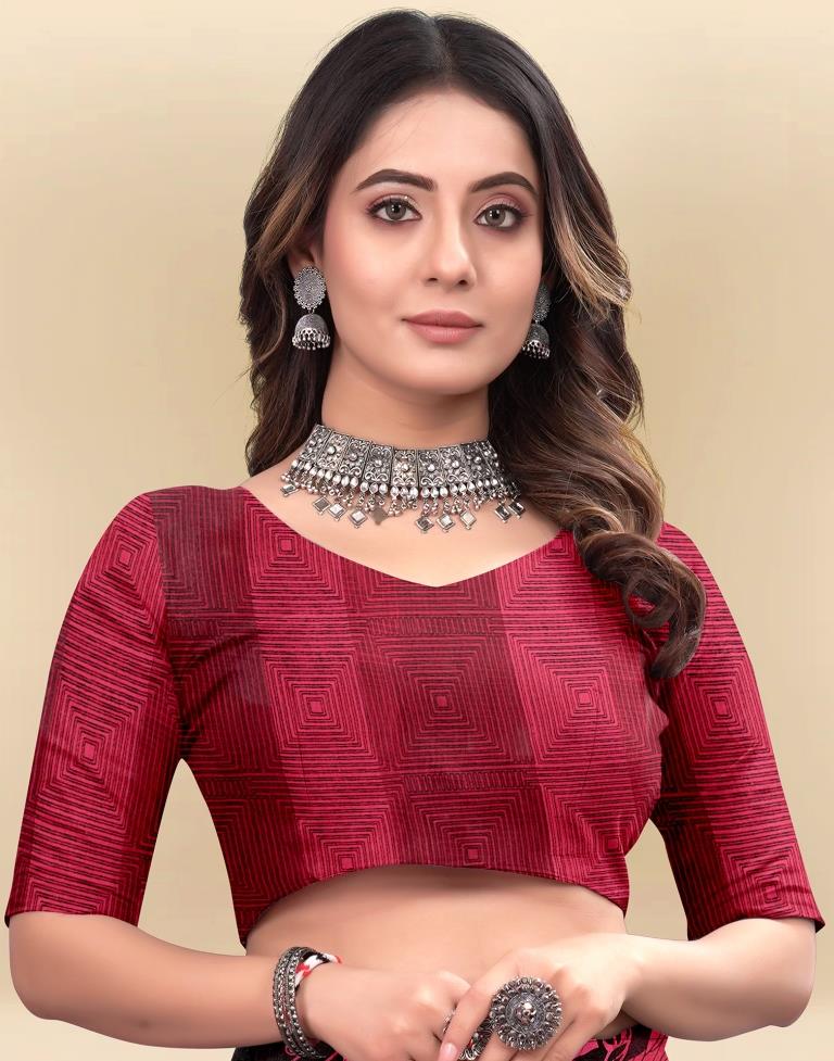 Pink Printed Chiffon Saree