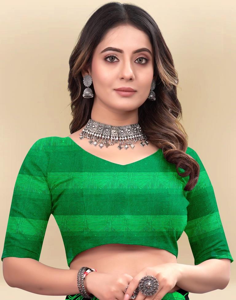 Green Printed Chiffon Saree