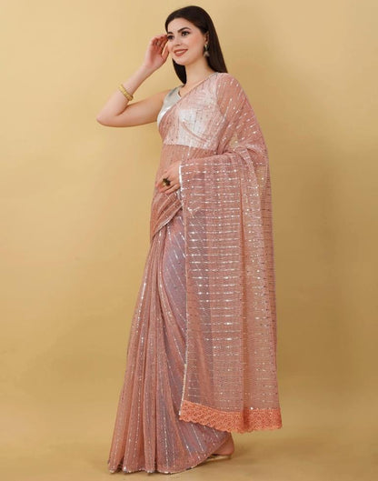 Light Orange Self Woven Plain Saree | Sudathi