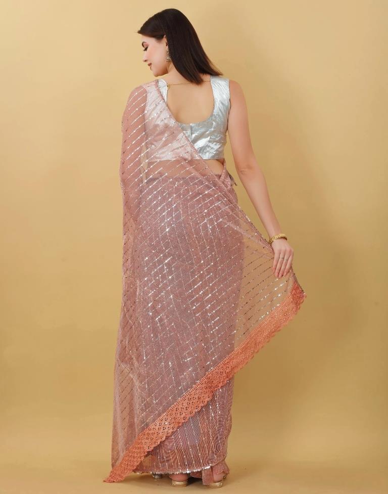Light Orange Self Woven Plain Saree | Sudathi