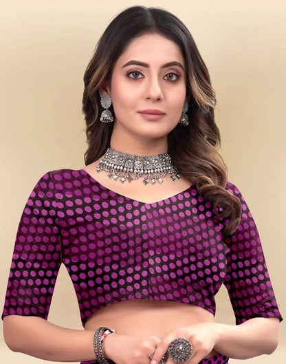 Purple Printed Chiffon Saree