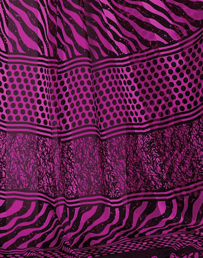 Purple Printed Chiffon Saree