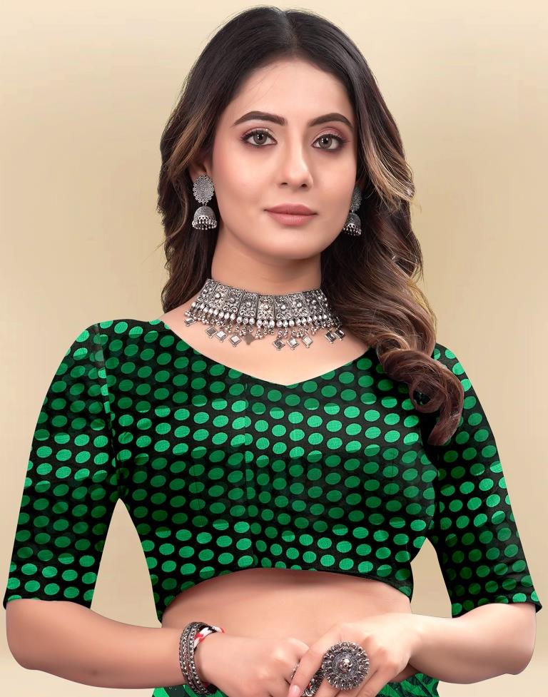 Green Printed Chiffon Saree