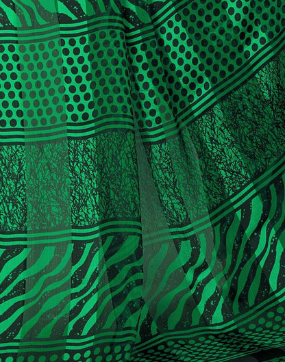 Green Printed Chiffon Saree