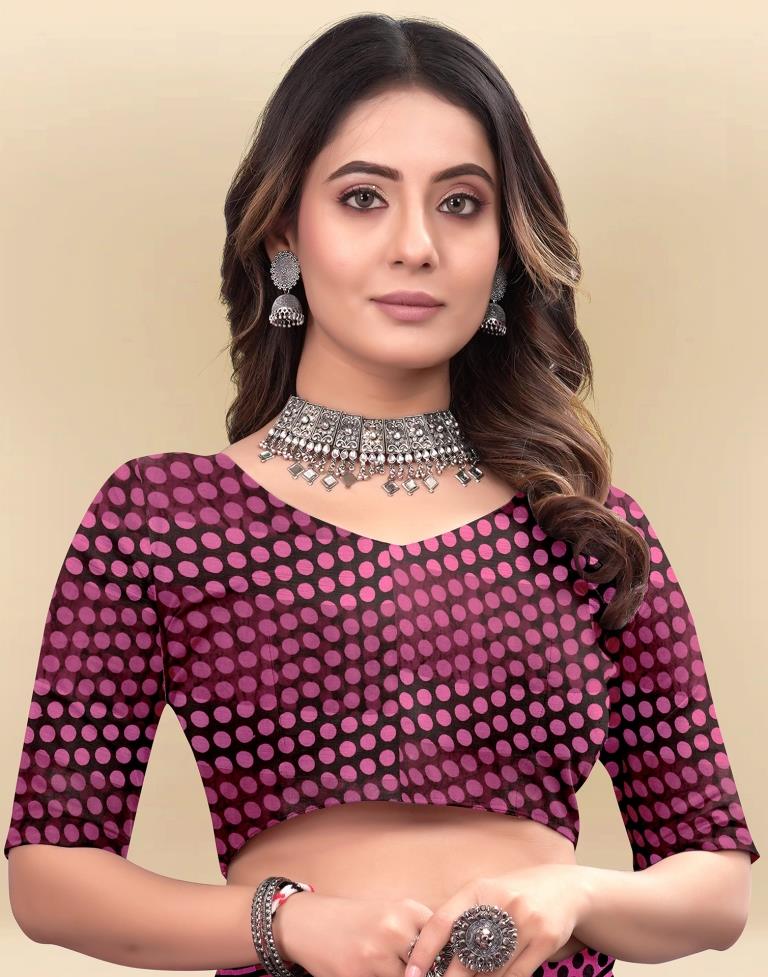 Dusty Pink Printed Chiffon Saree