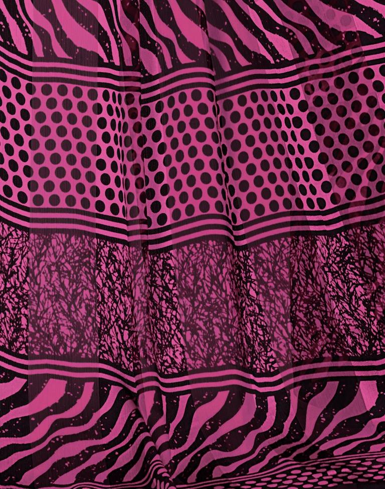 Dusty Pink Printed Chiffon Saree