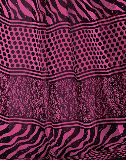 Dusty Pink Printed Chiffon Saree