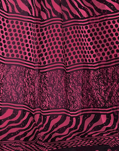 Dusty Pink Printed Chiffon Saree