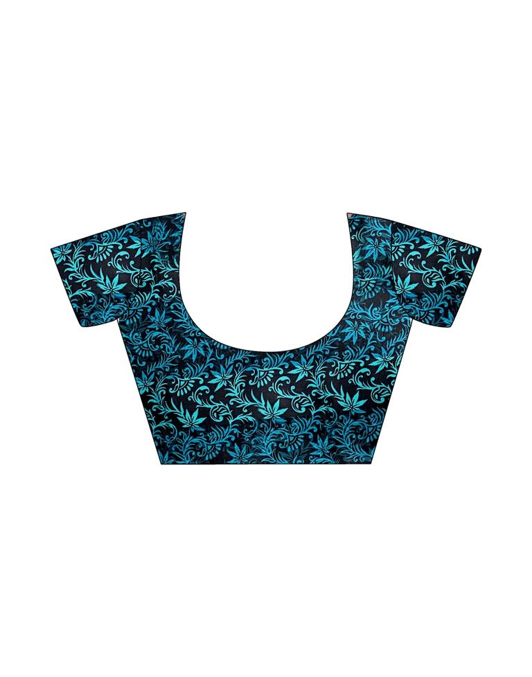 Sky Blue Printed Chiffon Saree