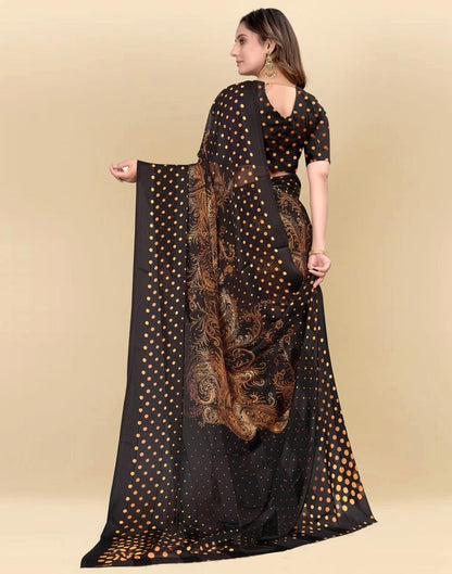 Light Orange Printed Chiffon Saree