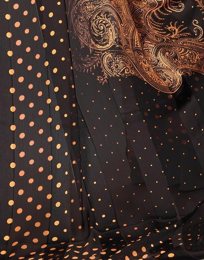 Light Orange Printed Chiffon Saree