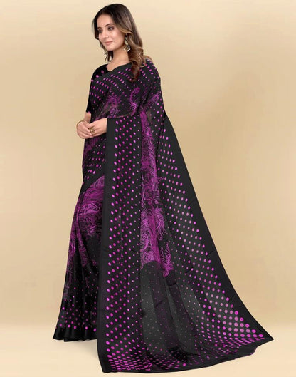 Purple Printed Chiffon Saree