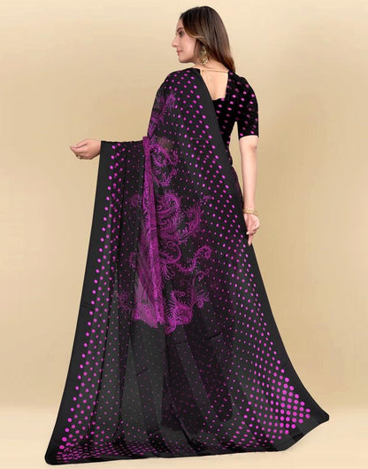 Purple Printed Chiffon Saree