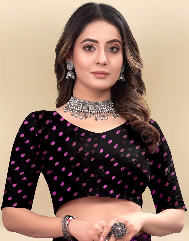 Purple Printed Chiffon Saree