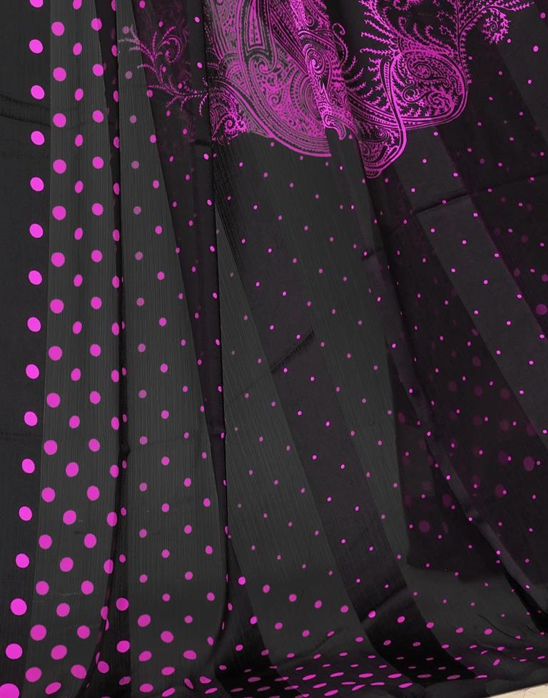 Purple Printed Chiffon Saree