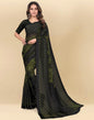 Dark Green Printed Chiffon Saree