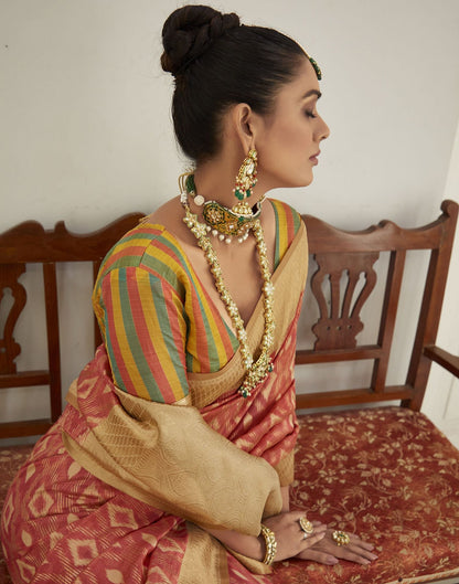 Rose Pink Silk Weaving Banarasi Saree | Leemboodi