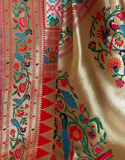 White Silk Weaving Banarasi Saree With Tassel | Leemboodi