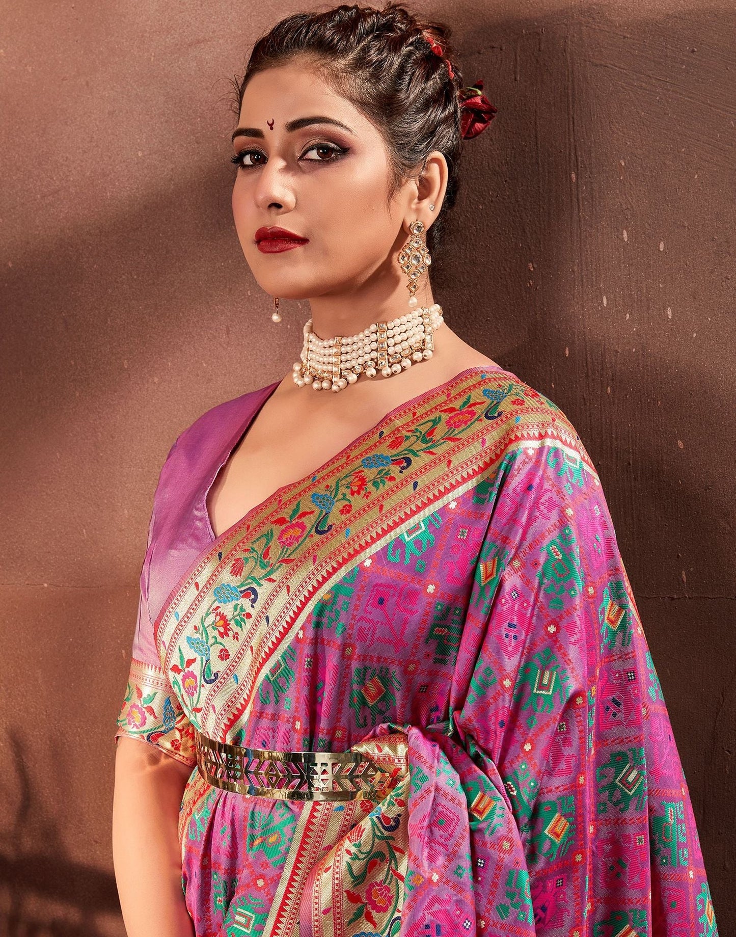 Pink Silk Weaving Banarasi Saree With Tassel | Leemboodi