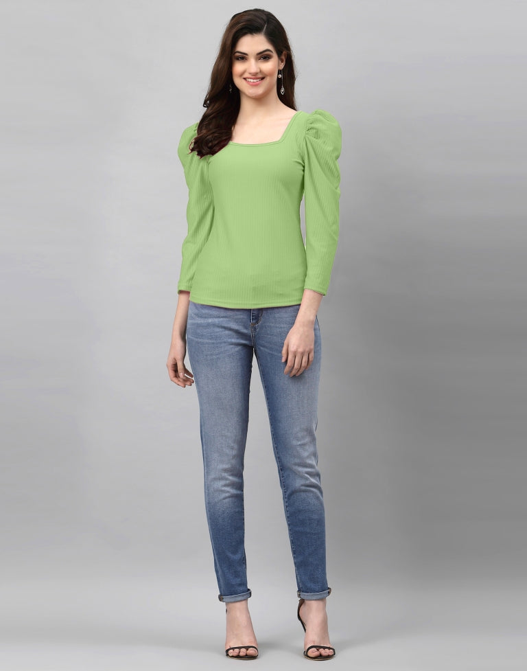 Pista Green Knitted Top | Sudathi