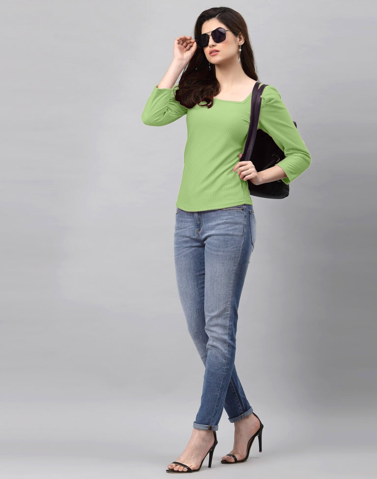 Pista Green Knitted Top | Sudathi