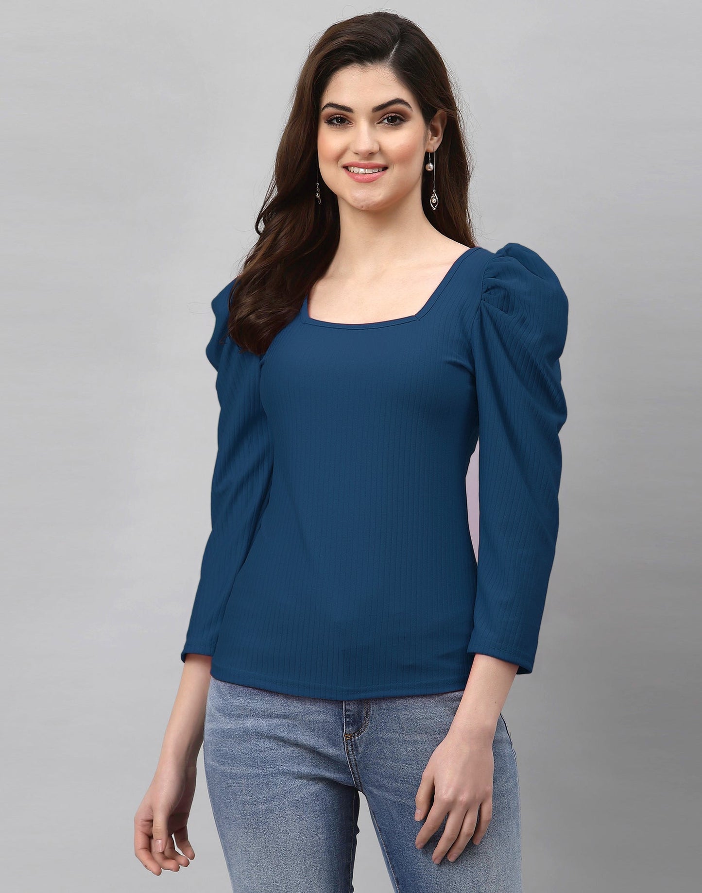 Dark Teal Blue Knitted Top | Sudathi