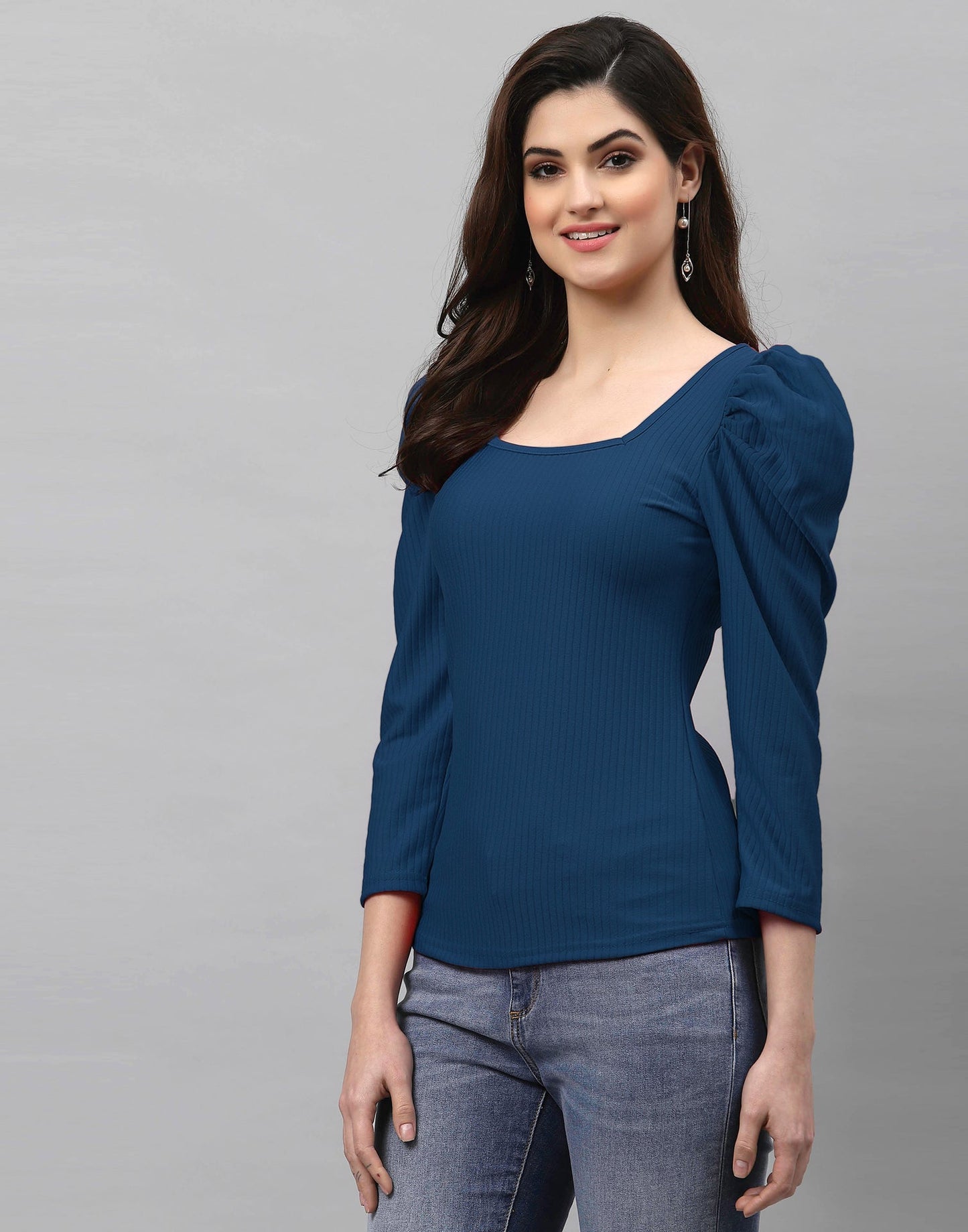 Dark Teal Blue Knitted Top | Sudathi