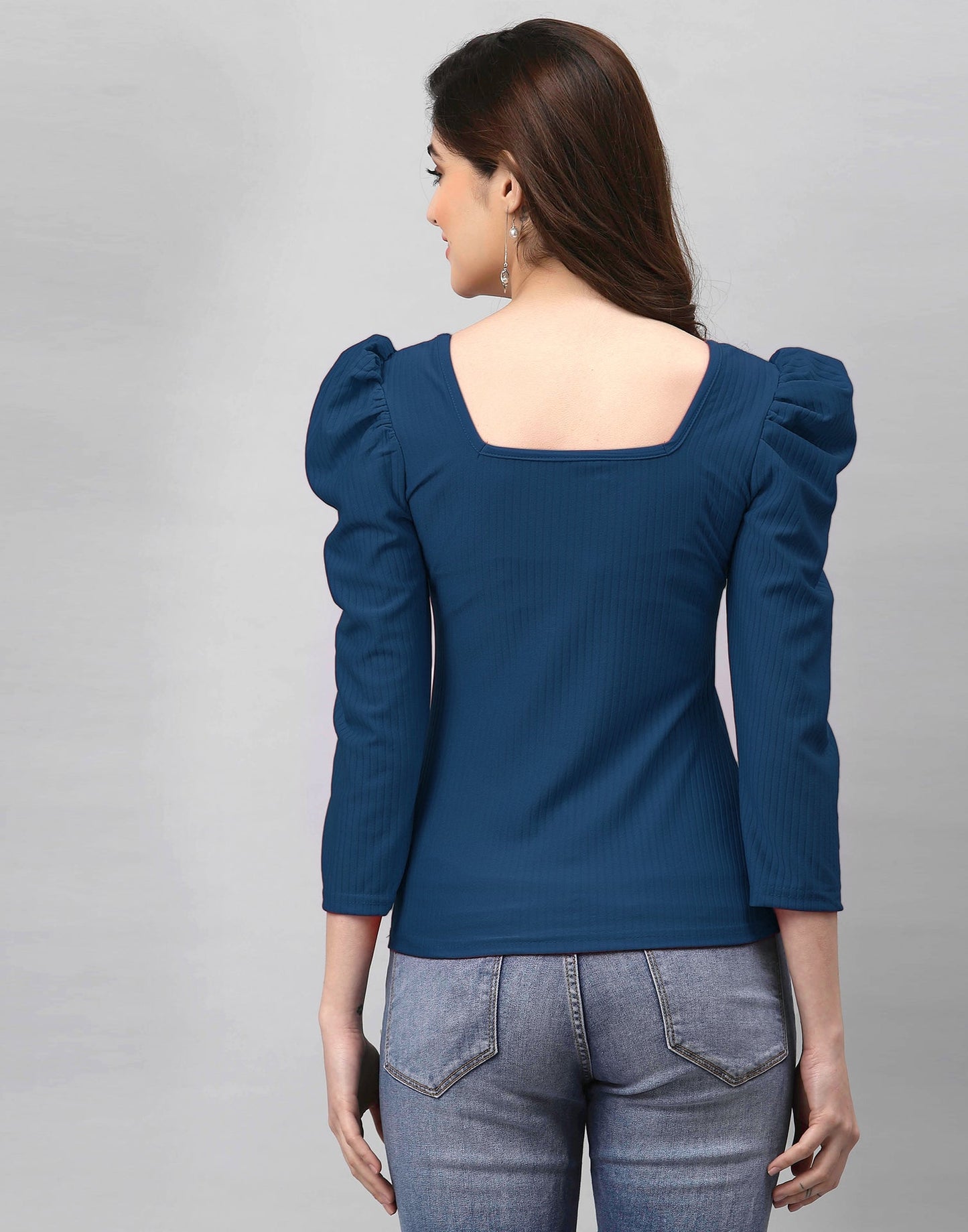 Dark Teal Blue Knitted Top | Sudathi