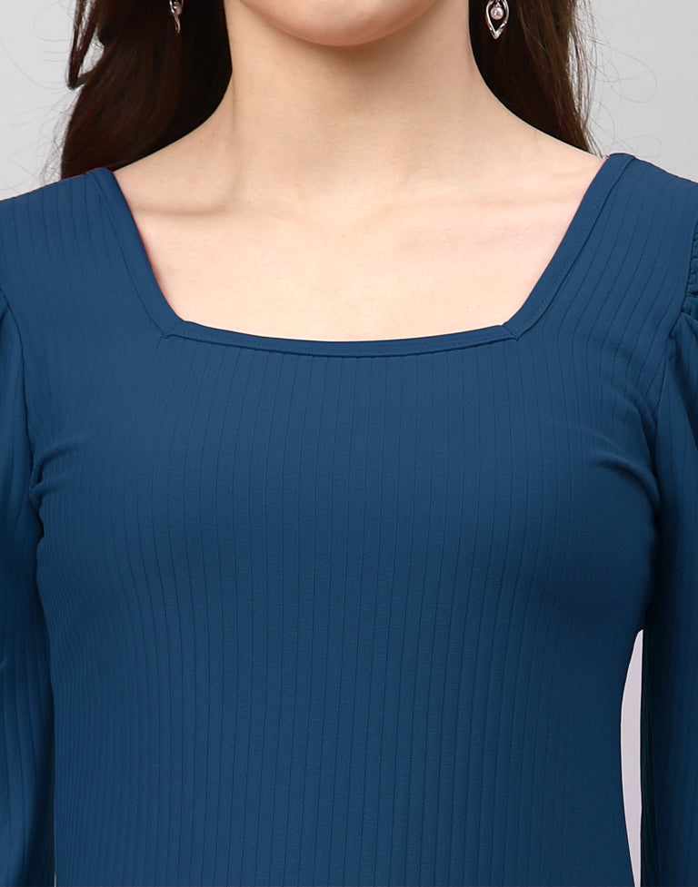 Dark Teal Blue Knitted Top | Sudathi