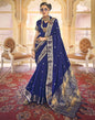Blue Silk Self Woven Banarasi Saree With Tassel | Leemboodi