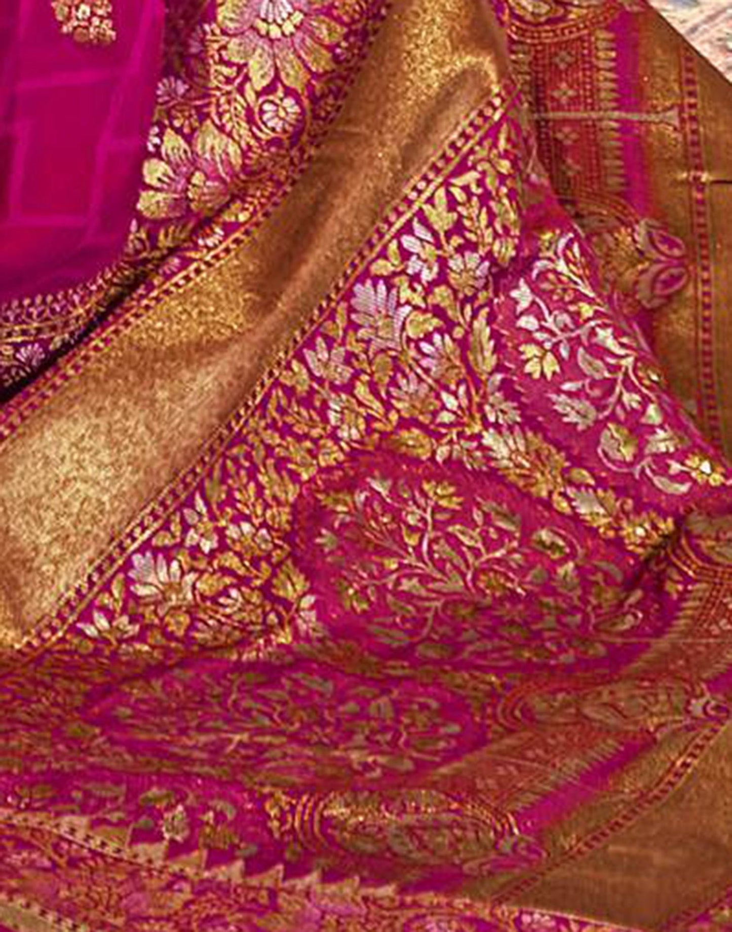 Rani Pink Silk Self Woven Banarasi Saree With Tassel | Leemboodi