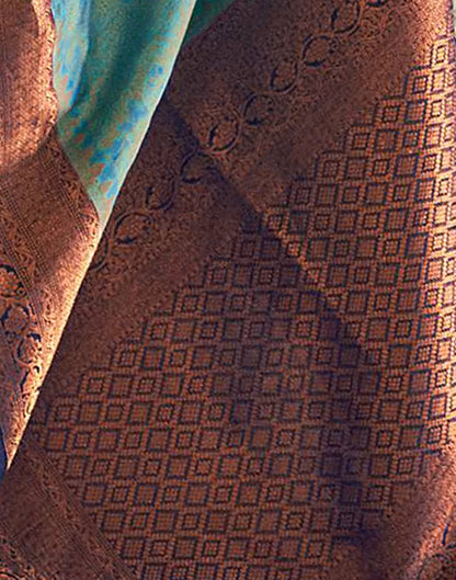 Turquoise Silk Kanjivaram Weaving Saree With Tassel | Leemboodi