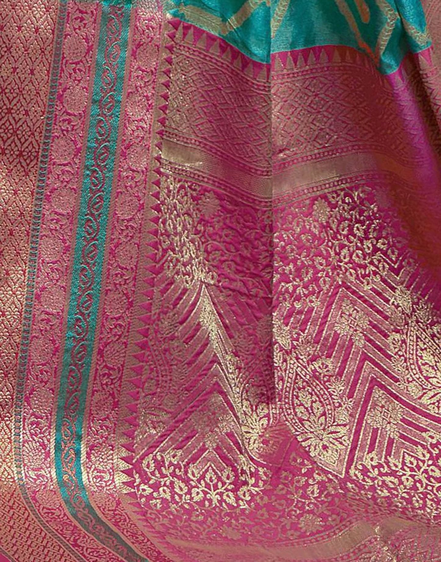Teal Blue Cotton Banarasi Saree | Leemboodi