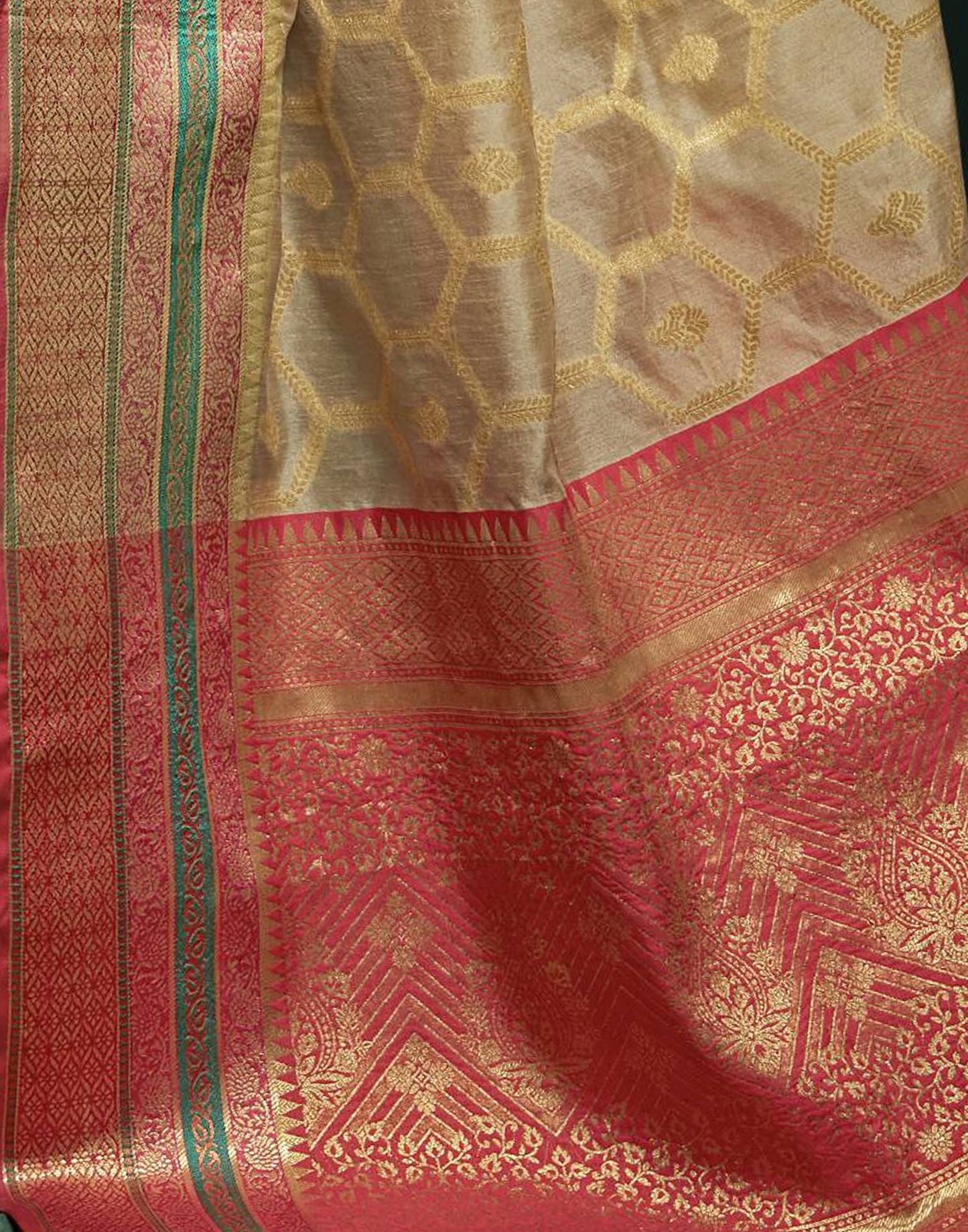 Beige Cotton Banarasi Saree | Leemboodi