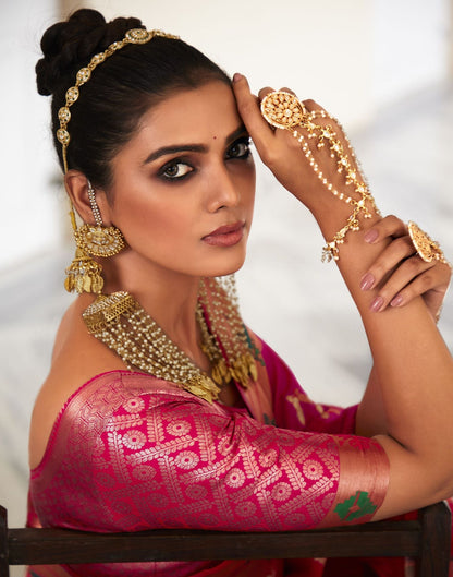 Pink Silk Weaving Paithani Saree | Leemboodi