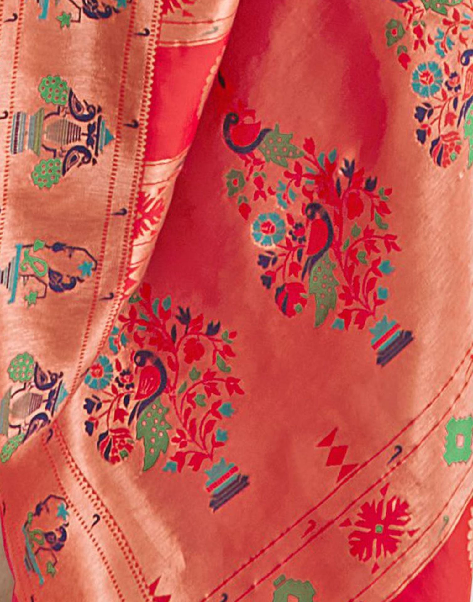 Pink Silk Weaving Paithani Saree | Leemboodi