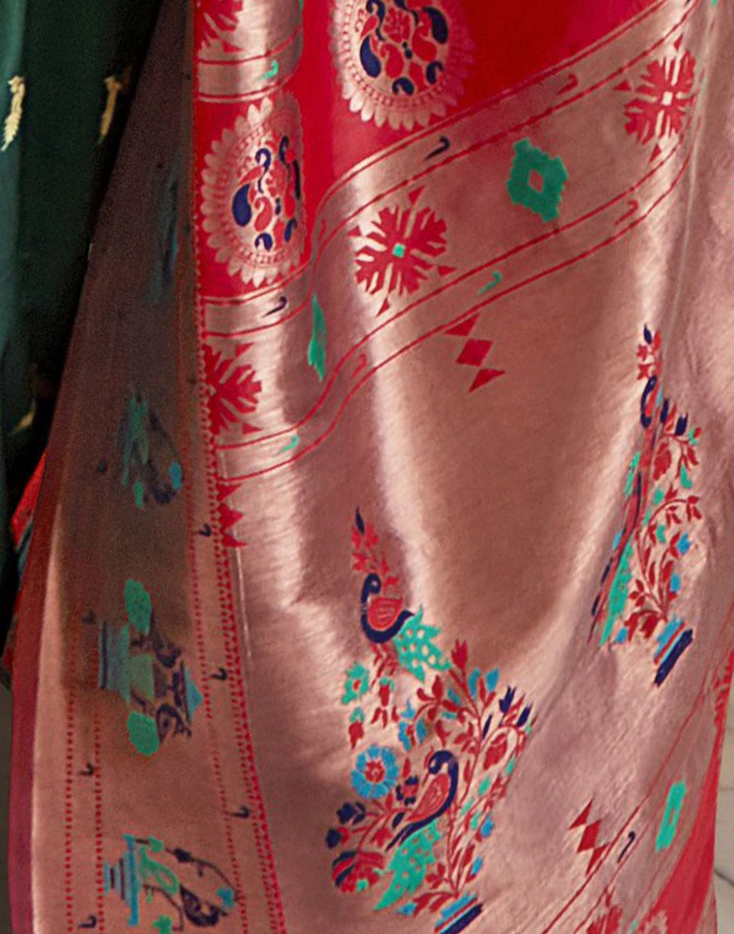 Dark Green Silk Weaving Paithani Saree | Leemboodi