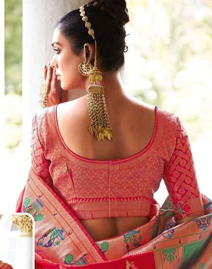 Red Silk Weaving Paithani Saree | Leemboodi