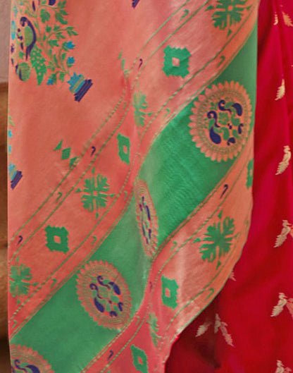 Red Silk Weaving Paithani Saree | Leemboodi