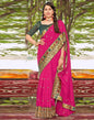 Pink Vichitra Embroidery Saree