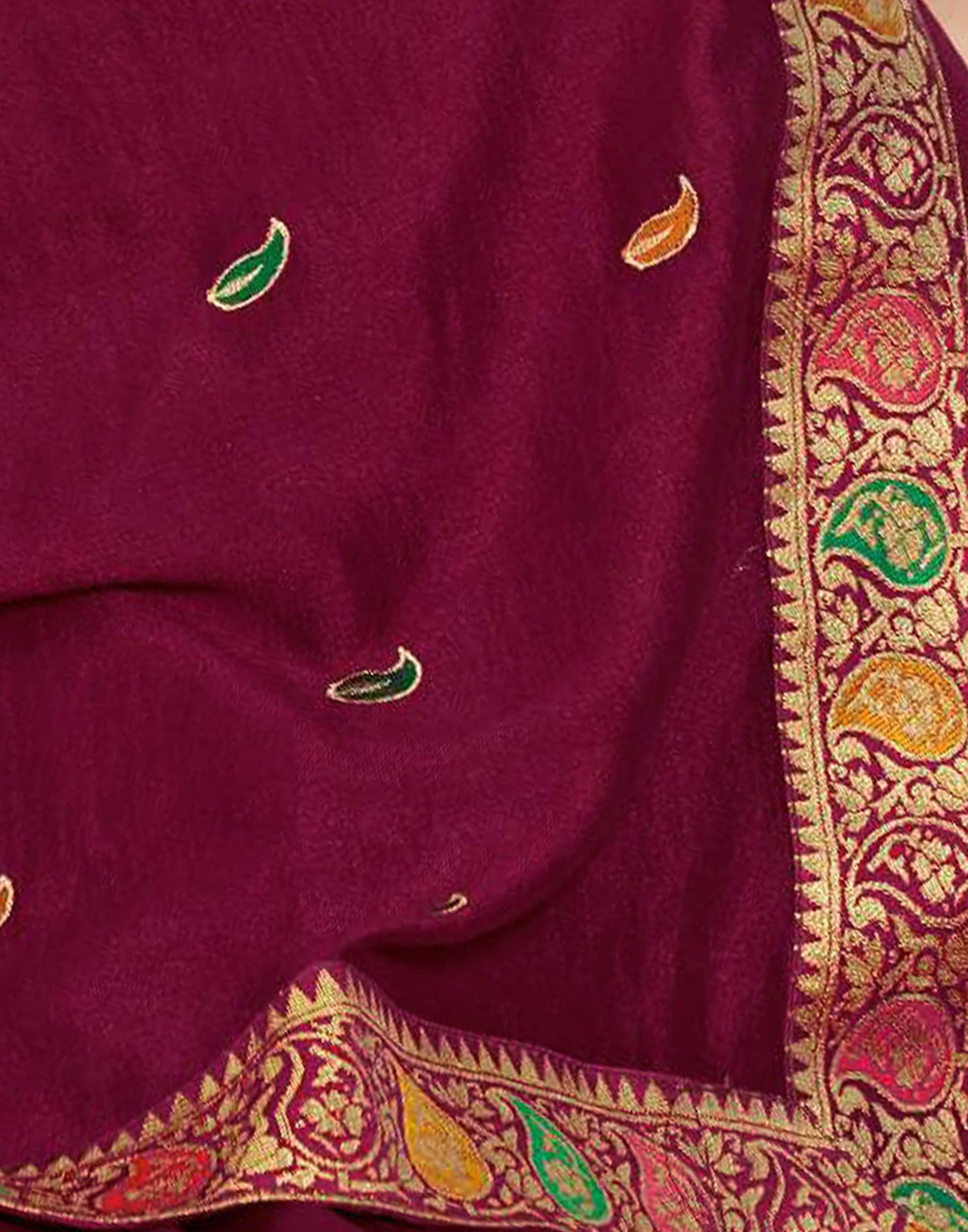 Maroon Vichitra Embroidery Saree