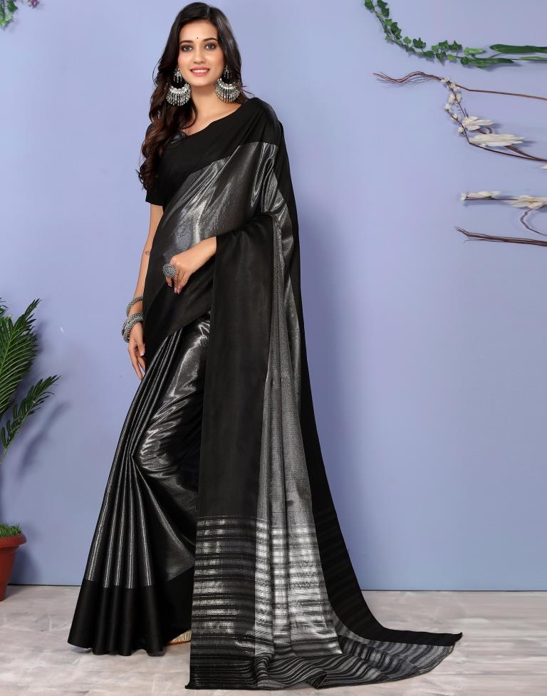 Black Kanjivaram Silk Self Woven Saree | Sudathi