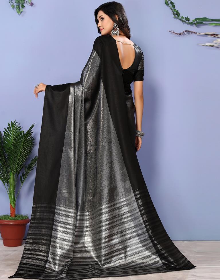 Black Kanjivaram Silk Self Woven Saree | Sudathi