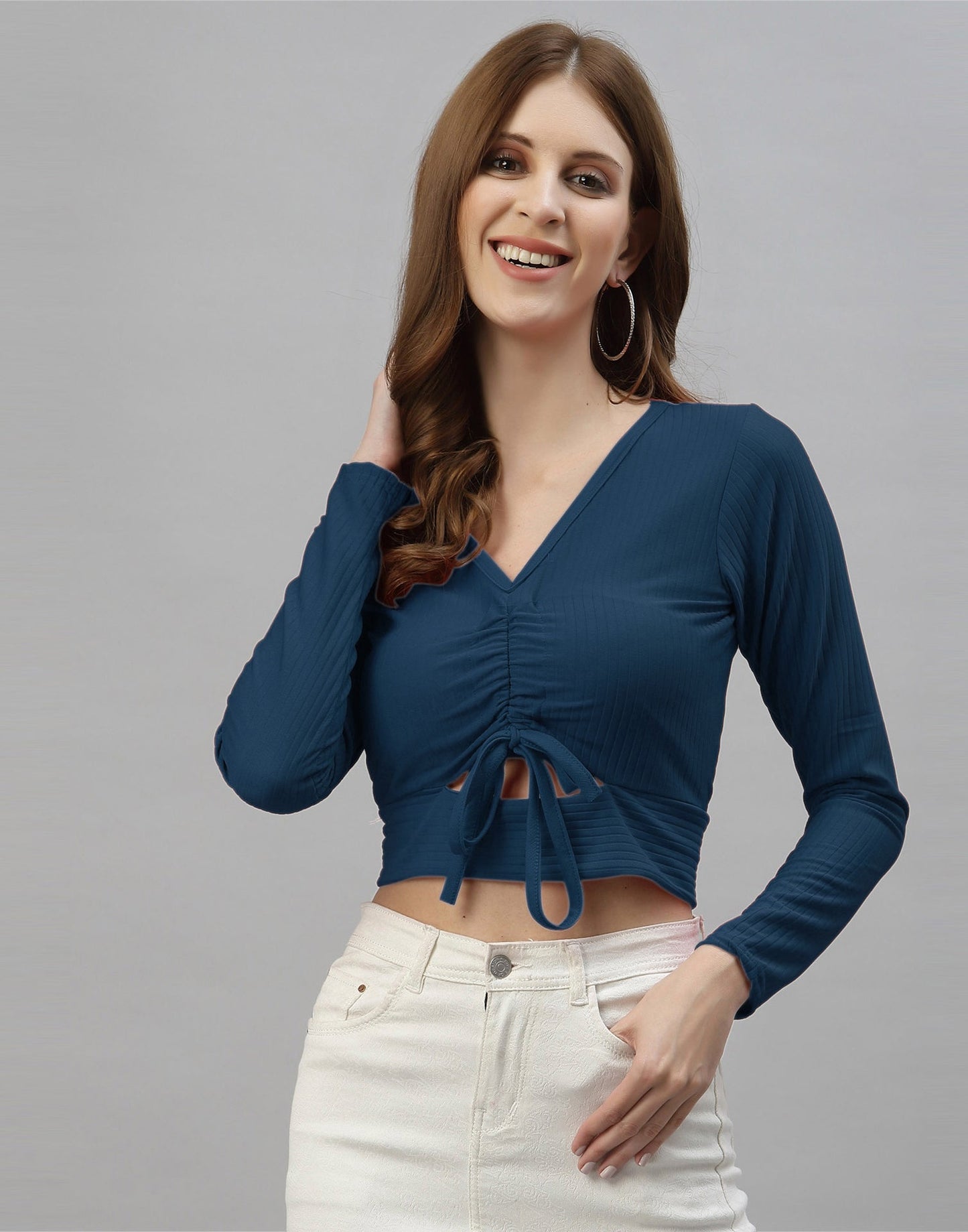 Dark Teal Blue Cutout Top | Sudathi