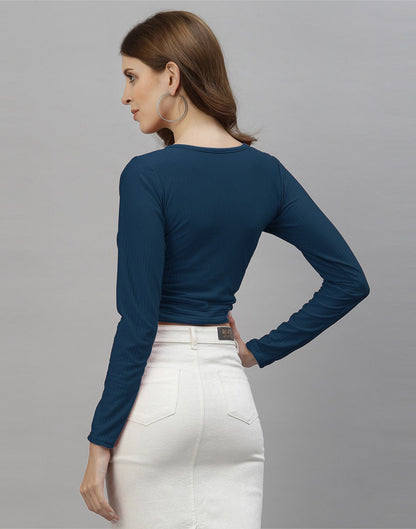 Dark Teal Blue Cutout Top | Sudathi