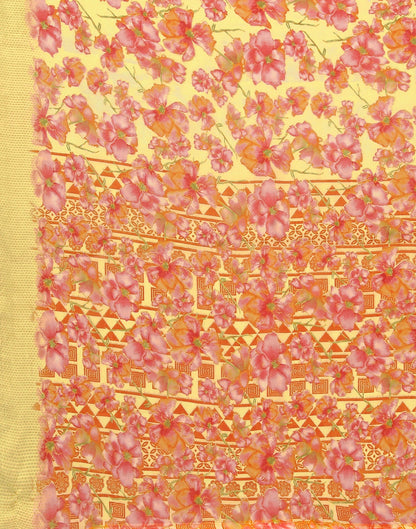 Yellow Georgette Floral Printed Saree | Sudathi