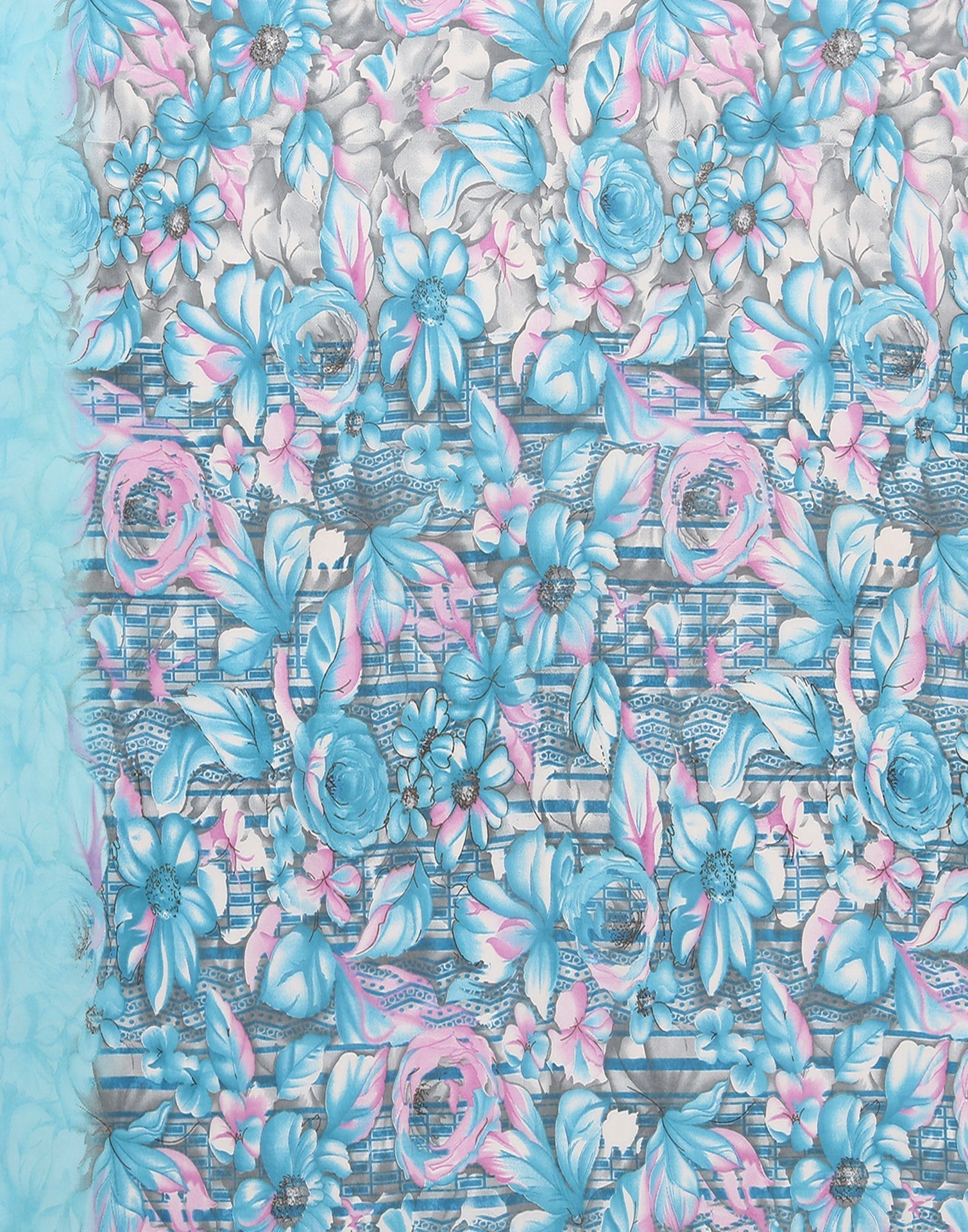 Sky Blue Georgette Floral Printed Saree | Sudathi